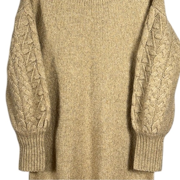 Cable Knit Sweater Dress Medium Soft Girl Fisherman Cozy Chic Neutral Scandi - Picture 3 of 7